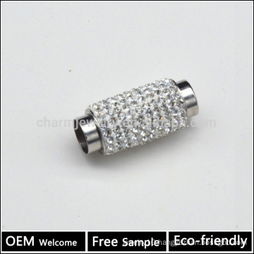 BX094 Wholesale Stainless Steel magnetic quick release clasp for rope bracelet pave diamond breakaway clasps jewelry finding